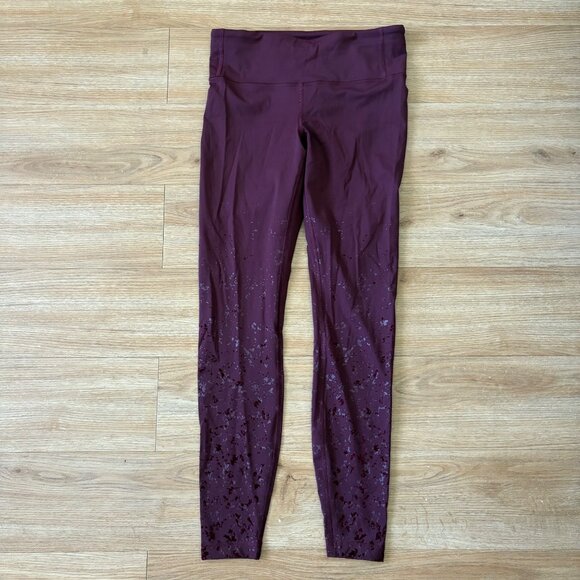 Lululemon Athletic Speed Wunder MR Tight Yoga Pants 28” Garnet Speckle Sz 8 - Picture 1 of 11